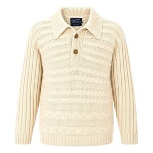 Vintage Puritan Sweater Womens XL Ivory Fisherman Cable Knit Nordic Collared